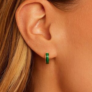 New Gorjana Malachite Huggie Earrings